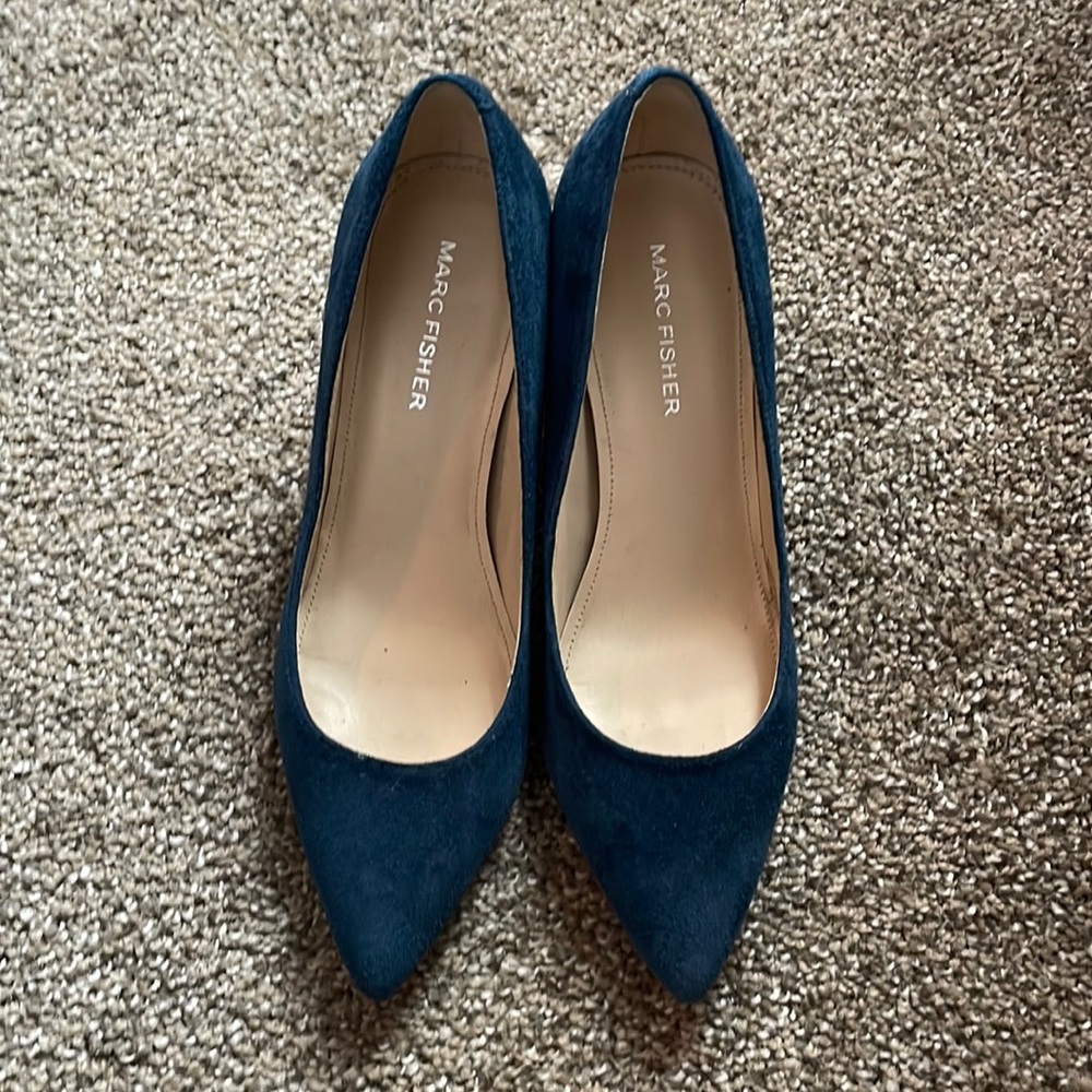 Marc Fisher Navy Suede Pointed-Toe Pumps